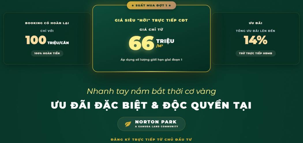 giá bán căn hộ norton park
